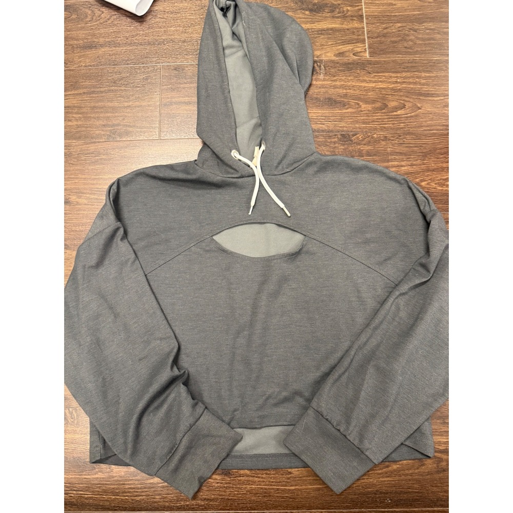 Daily Practice by Anthropologie Gray Cutout Crop Hoodie - Size S